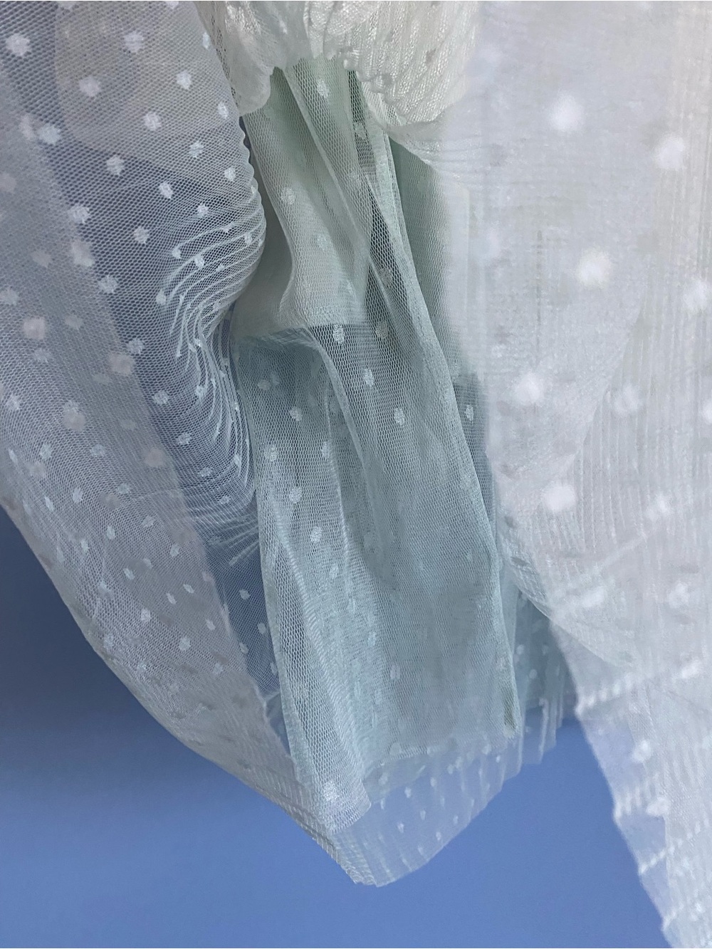 Easel Pleated Ombre Tulle Midi Skirt - White to Sage - Picture 6 of 7